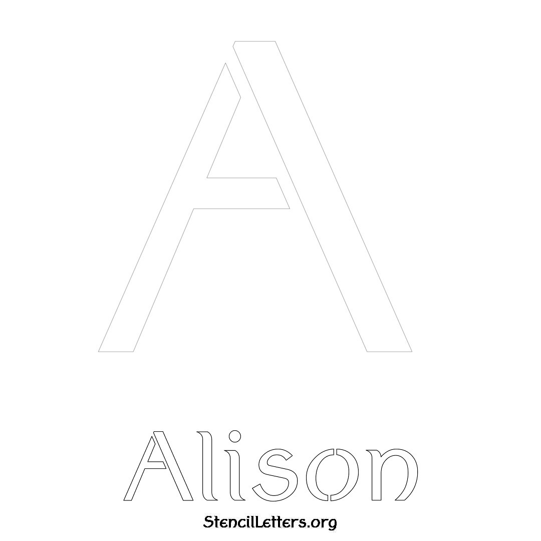 Alison printable name initial stencil in Ancient Lettering