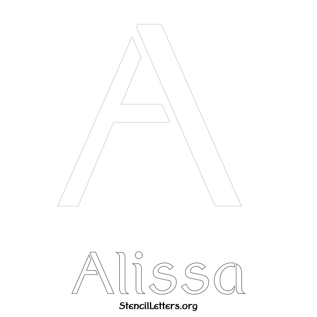 Alissa printable name initial stencil in Ancient Lettering