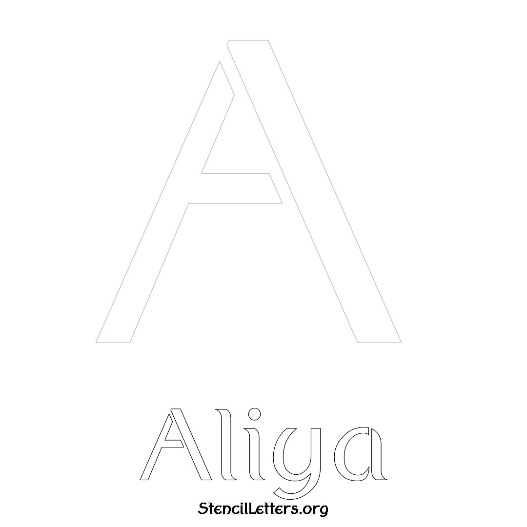 Aliya printable name initial stencil in Ancient Lettering