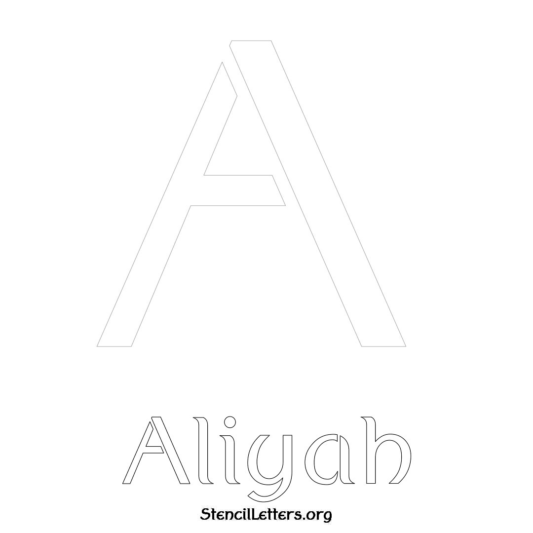 Aliyah printable name initial stencil in Ancient Lettering