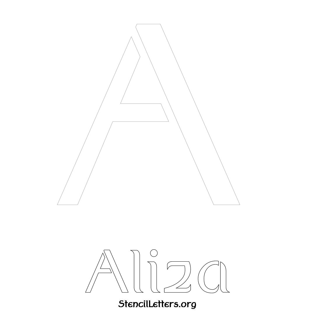 Aliza printable name initial stencil in Ancient Lettering