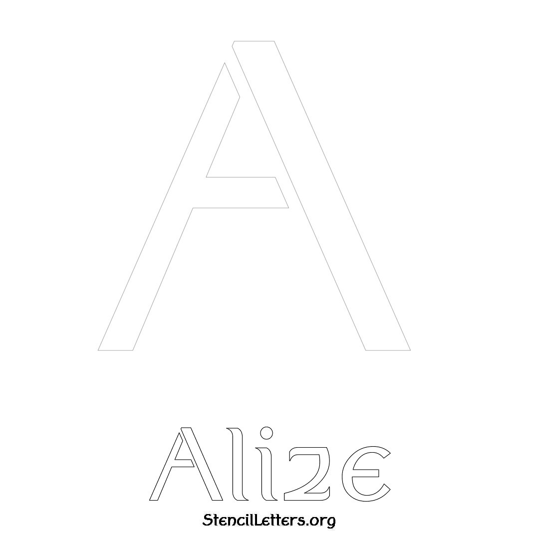 Alize printable name initial stencil in Ancient Lettering