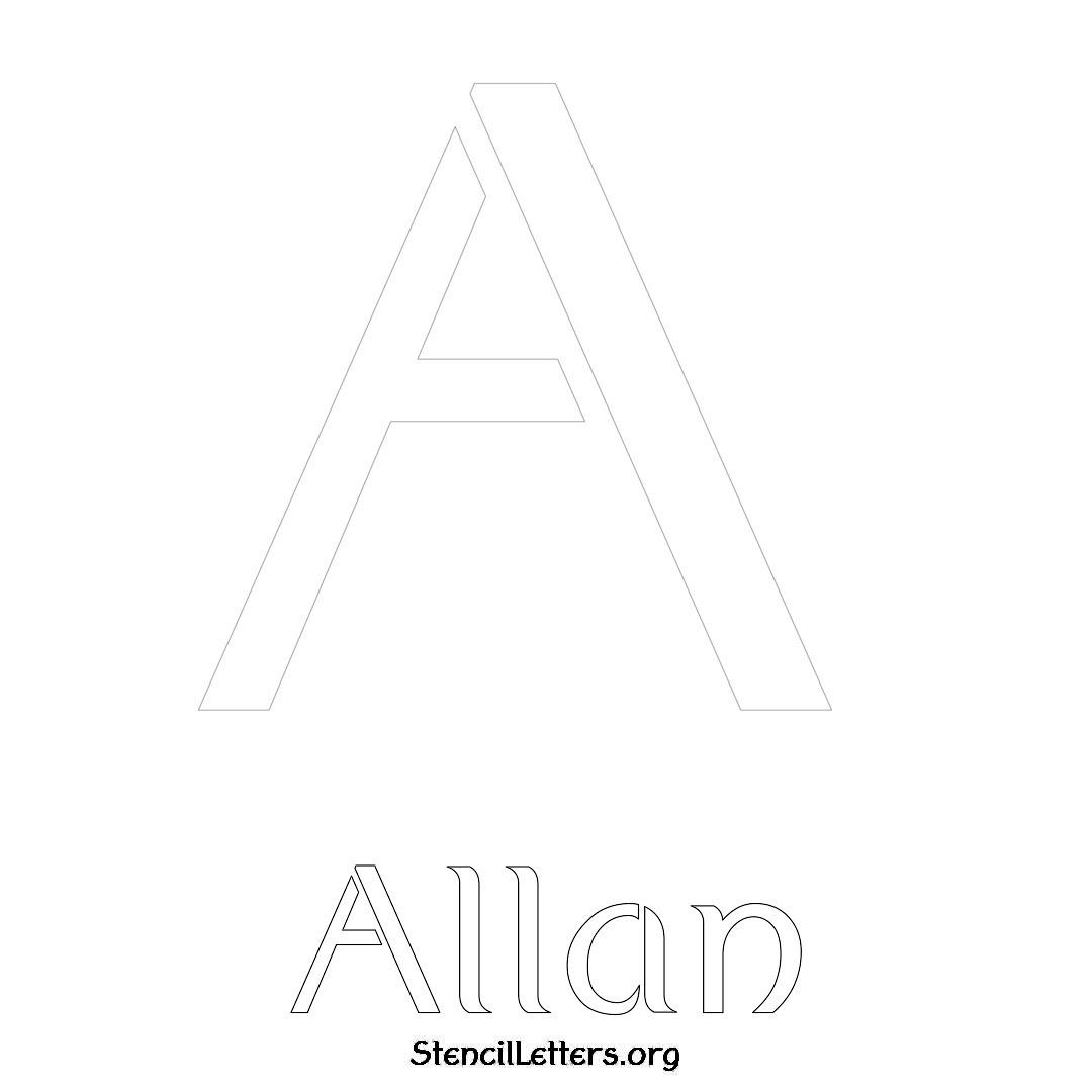 Allan printable name initial stencil in Ancient Lettering