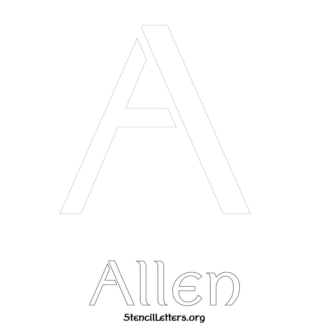 Allen printable name initial stencil in Ancient Lettering