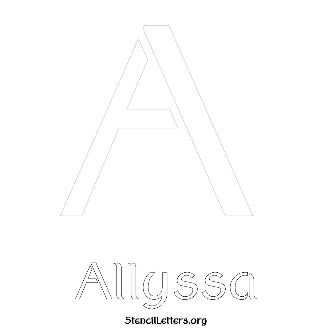 Allyssa printable name initial stencil in Ancient Lettering