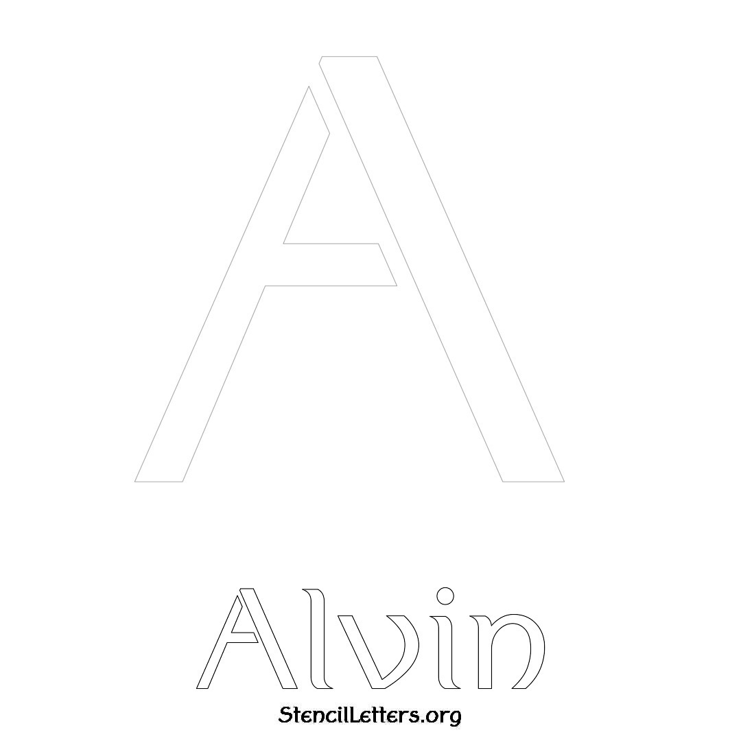 Alvin printable name initial stencil in Ancient Lettering