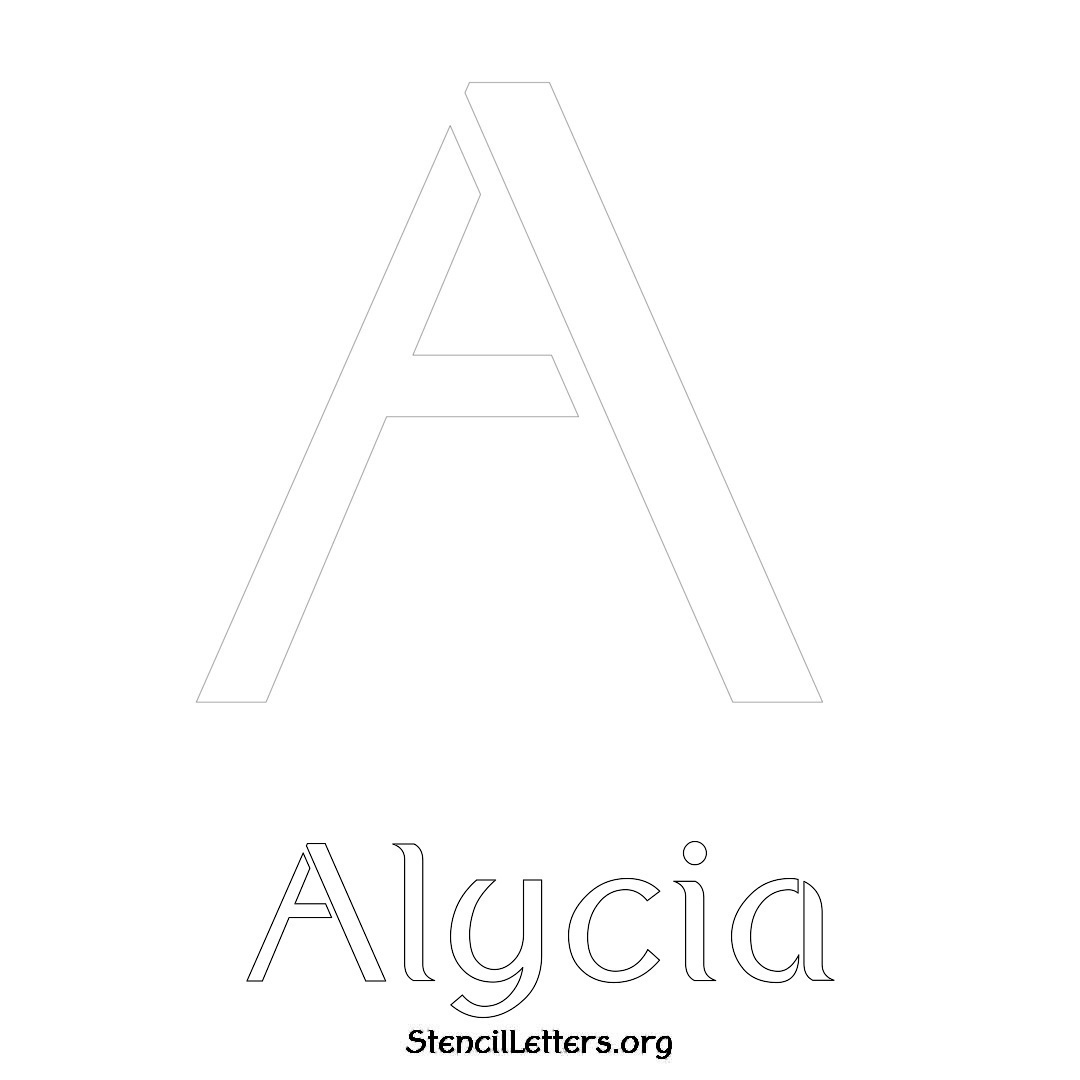 Alycia printable name initial stencil in Ancient Lettering