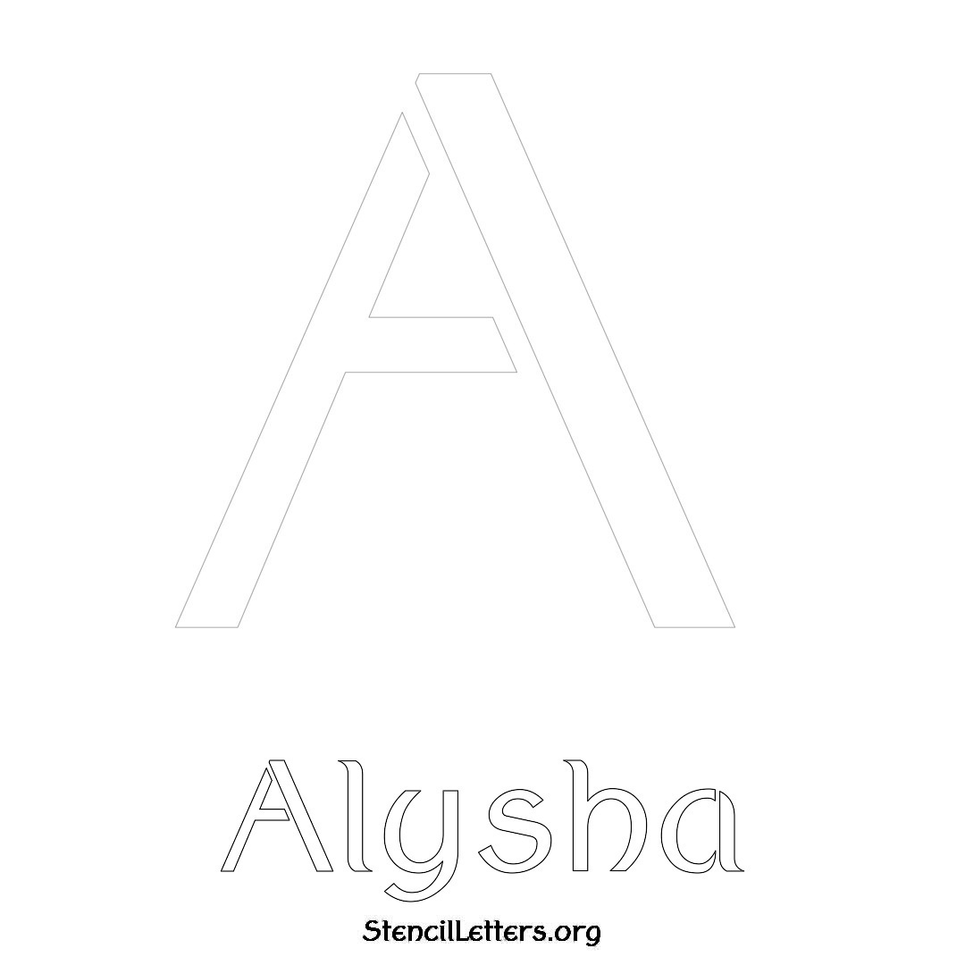 Alysha printable name initial stencil in Ancient Lettering