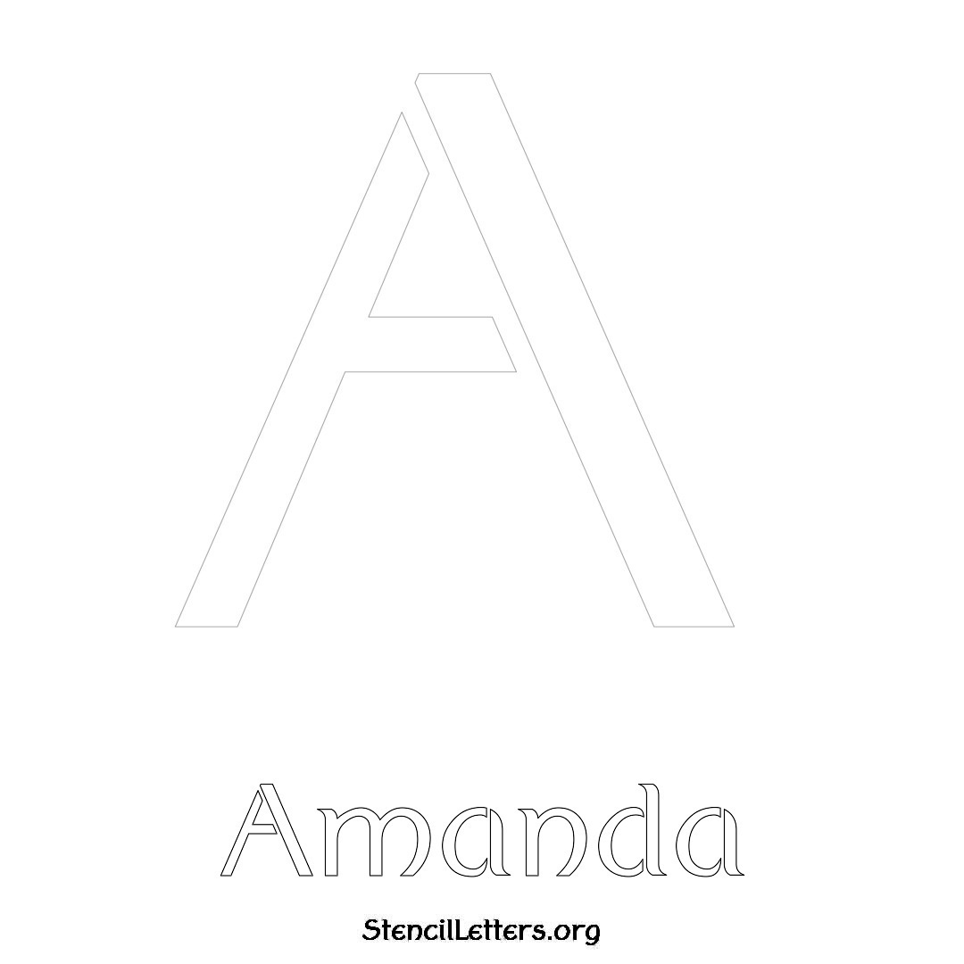 Amanda printable name initial stencil in Ancient Lettering