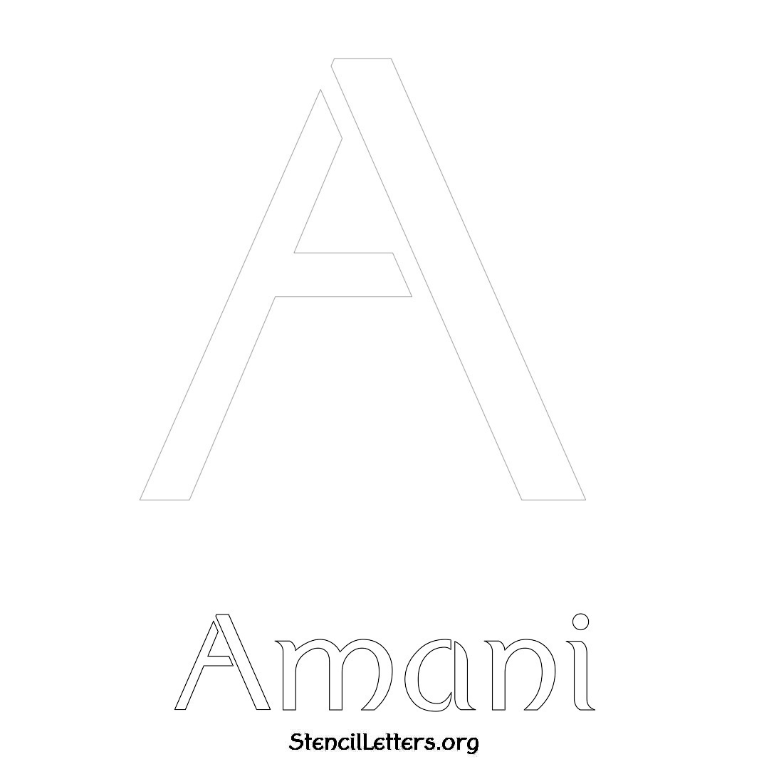 Amani printable name initial stencil in Ancient Lettering