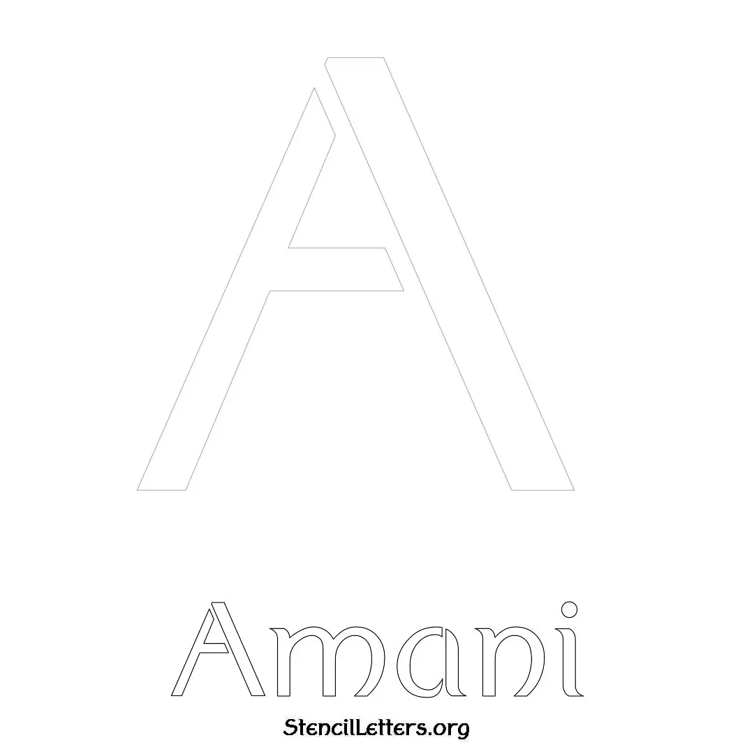 Amani Free Printable Name Stencils with 6 Unique Typography Styles and Lettering Bridges