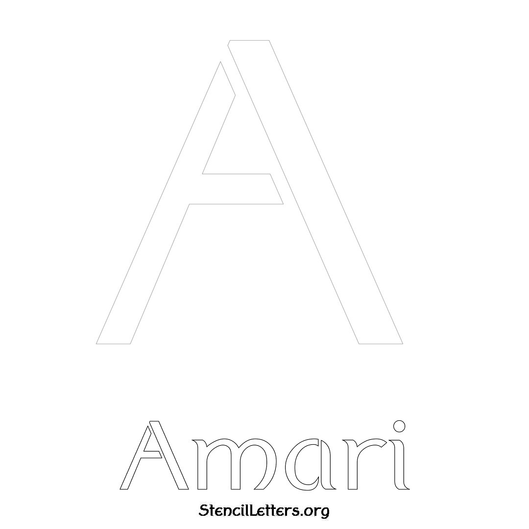 Amari printable name initial stencil in Ancient Lettering