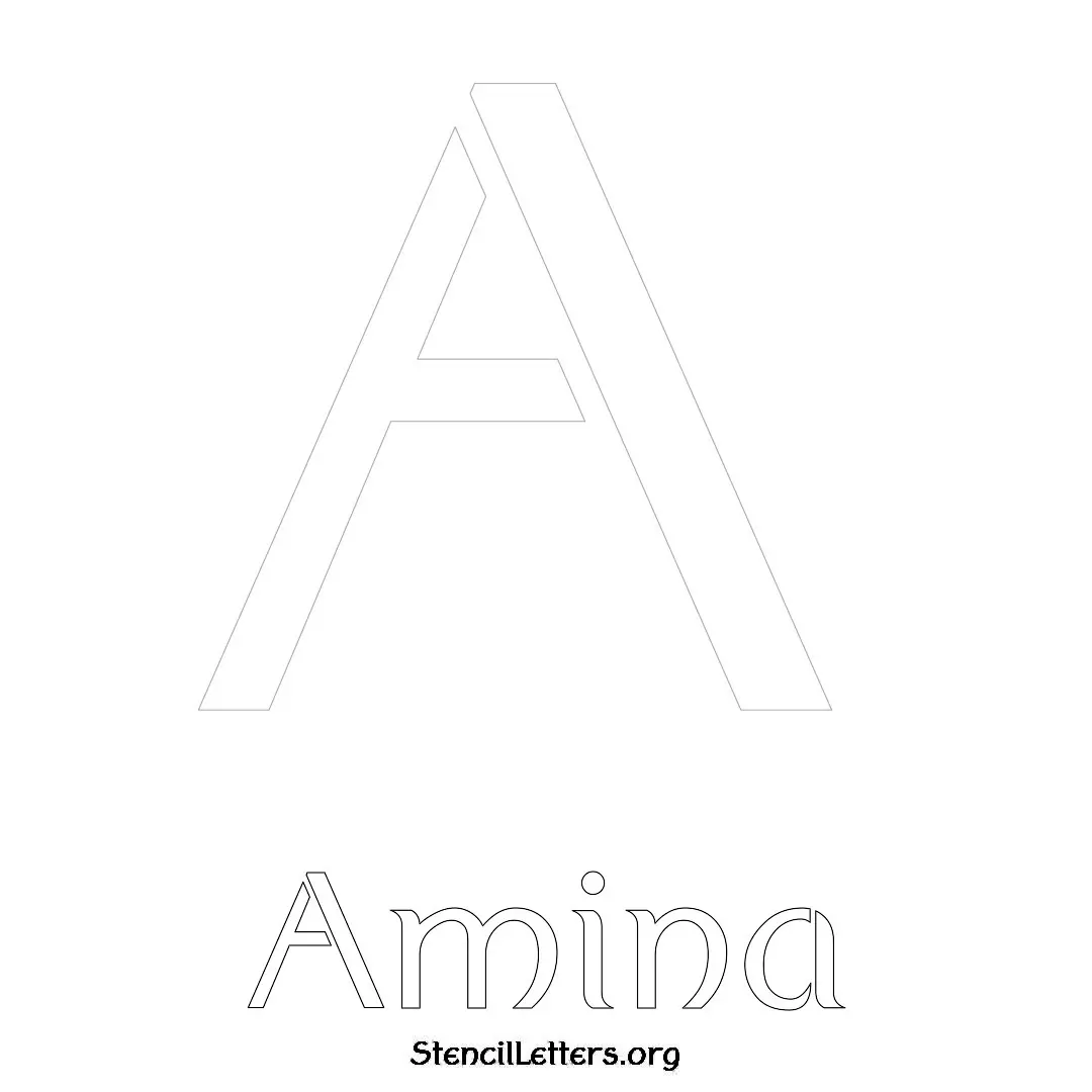 Amina Free Printable Name Stencils with 6 Unique Typography Styles and Lettering Bridges