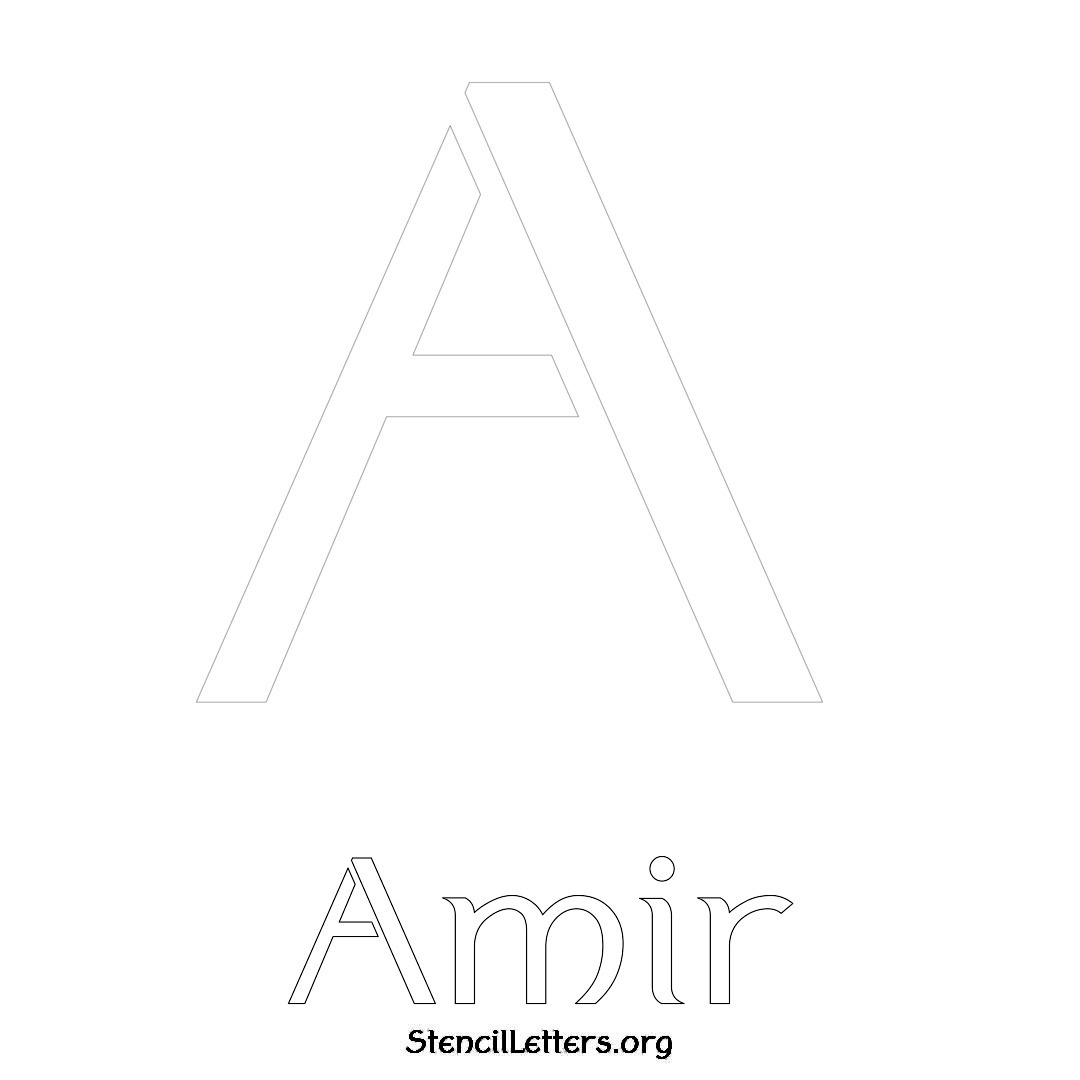Amir printable name initial stencil in Ancient Lettering