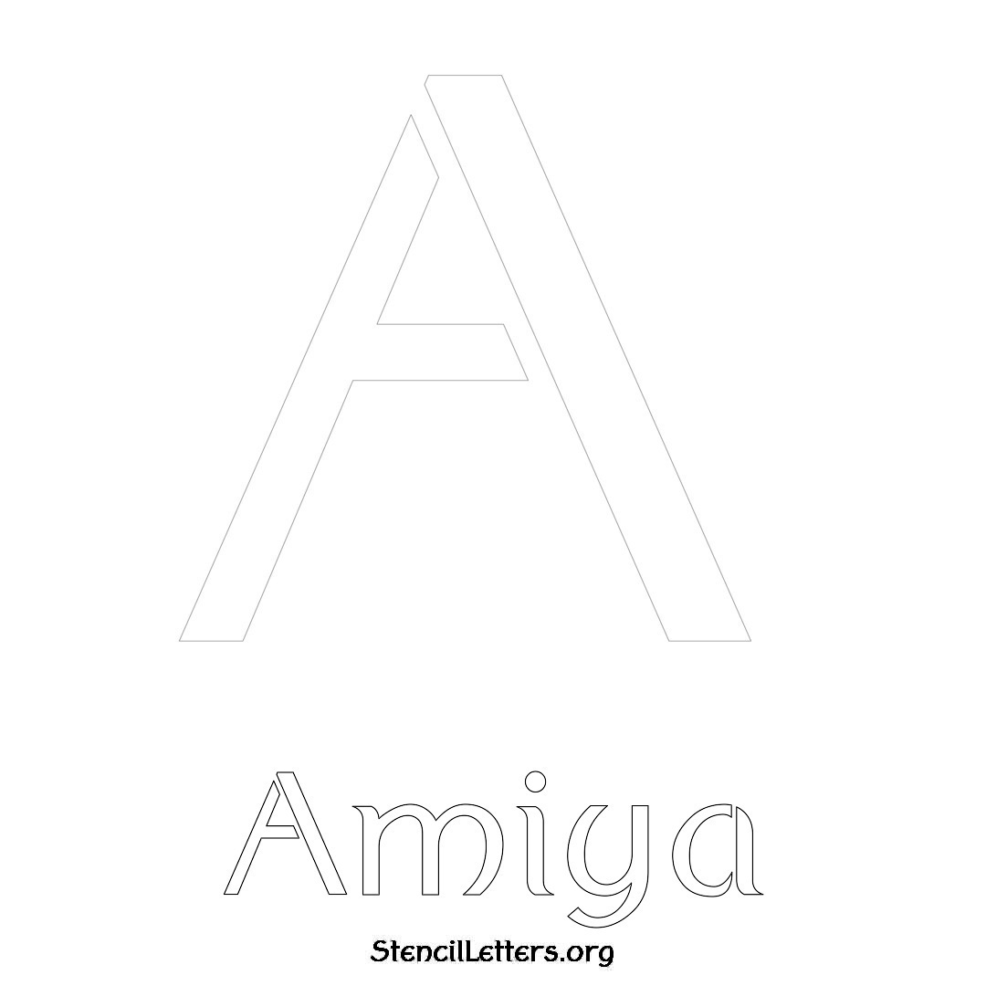 Amiya printable name initial stencil in Ancient Lettering
