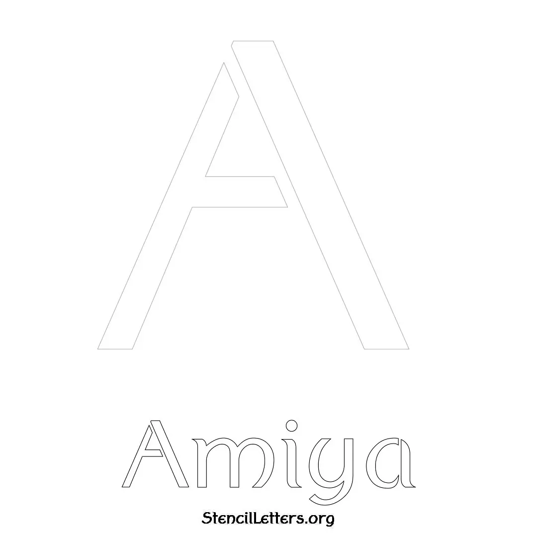 Amiya Free Printable Name Stencils with 6 Unique Typography Styles and Lettering Bridges