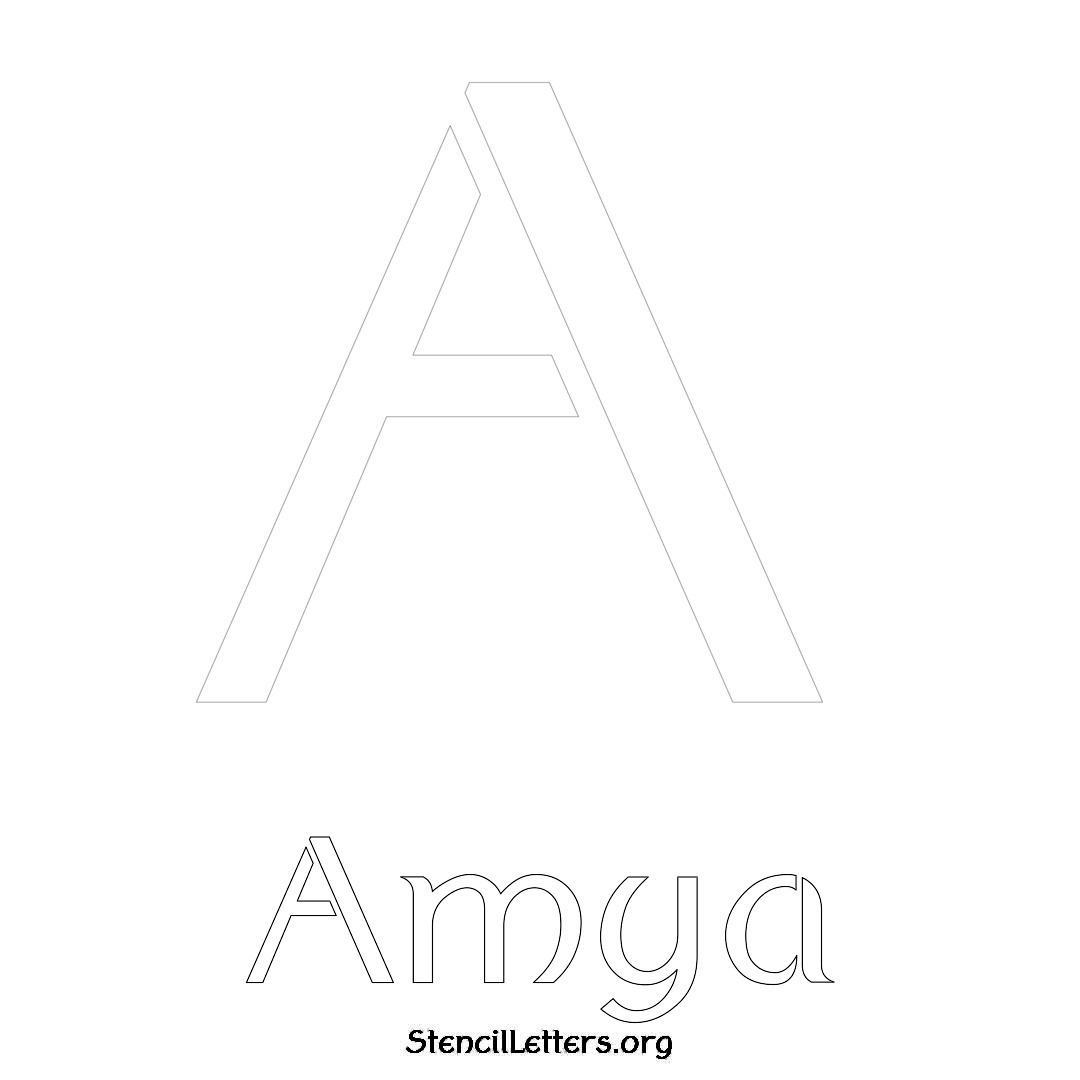 Amya printable name initial stencil in Ancient Lettering