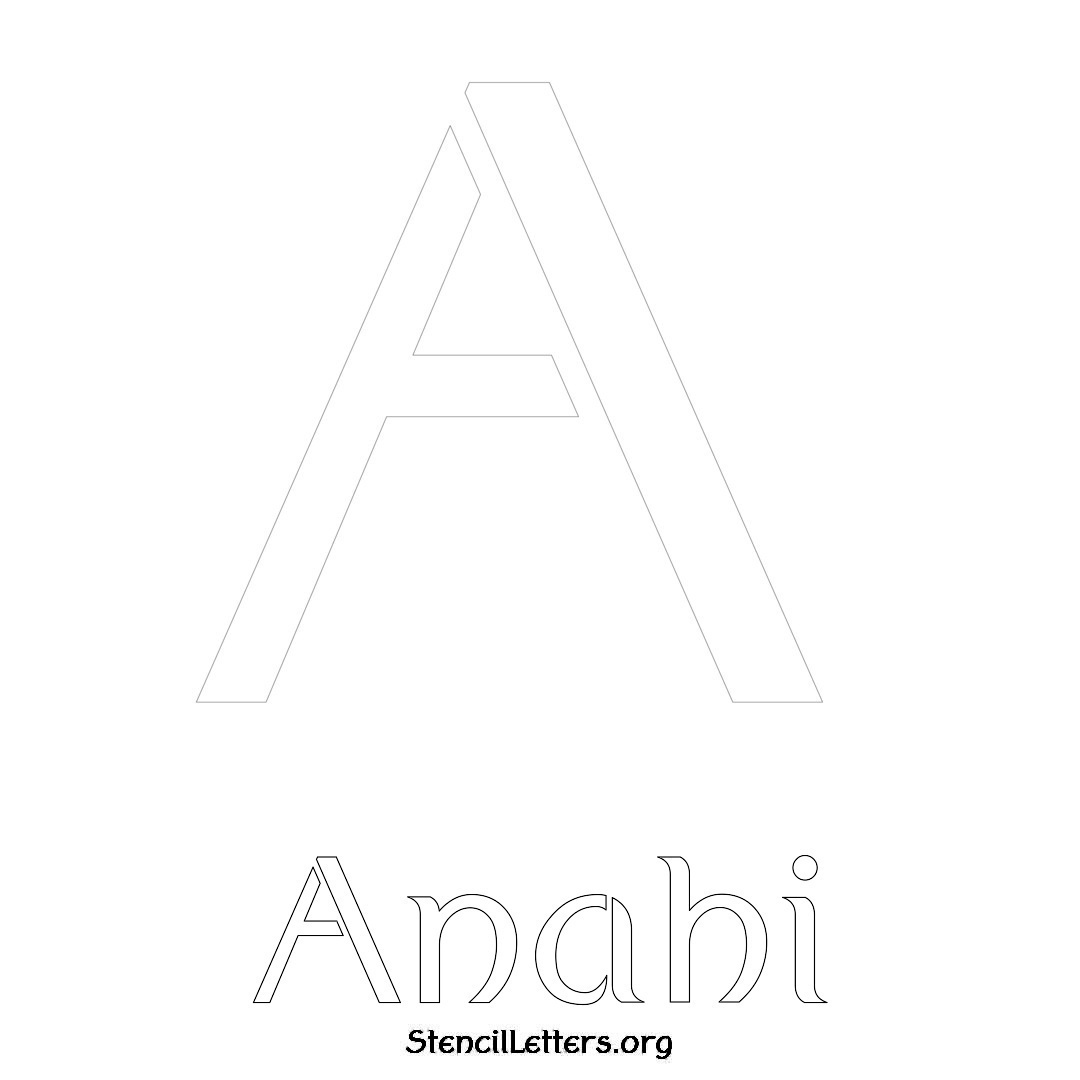 Anahi printable name initial stencil in Ancient Lettering