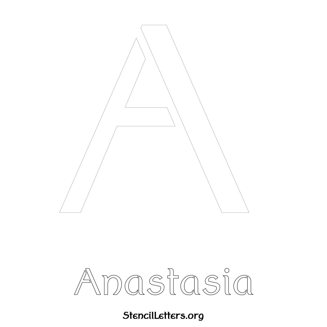 Anastasia printable name initial stencil in Ancient Lettering