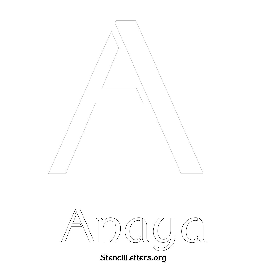 Anaya printable name initial stencil in Ancient Lettering