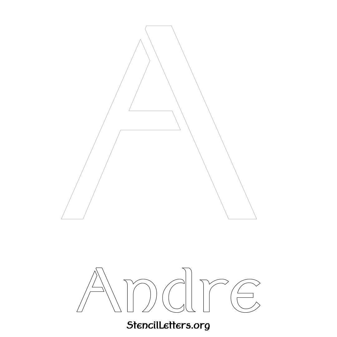 Andre printable name initial stencil in Ancient Lettering