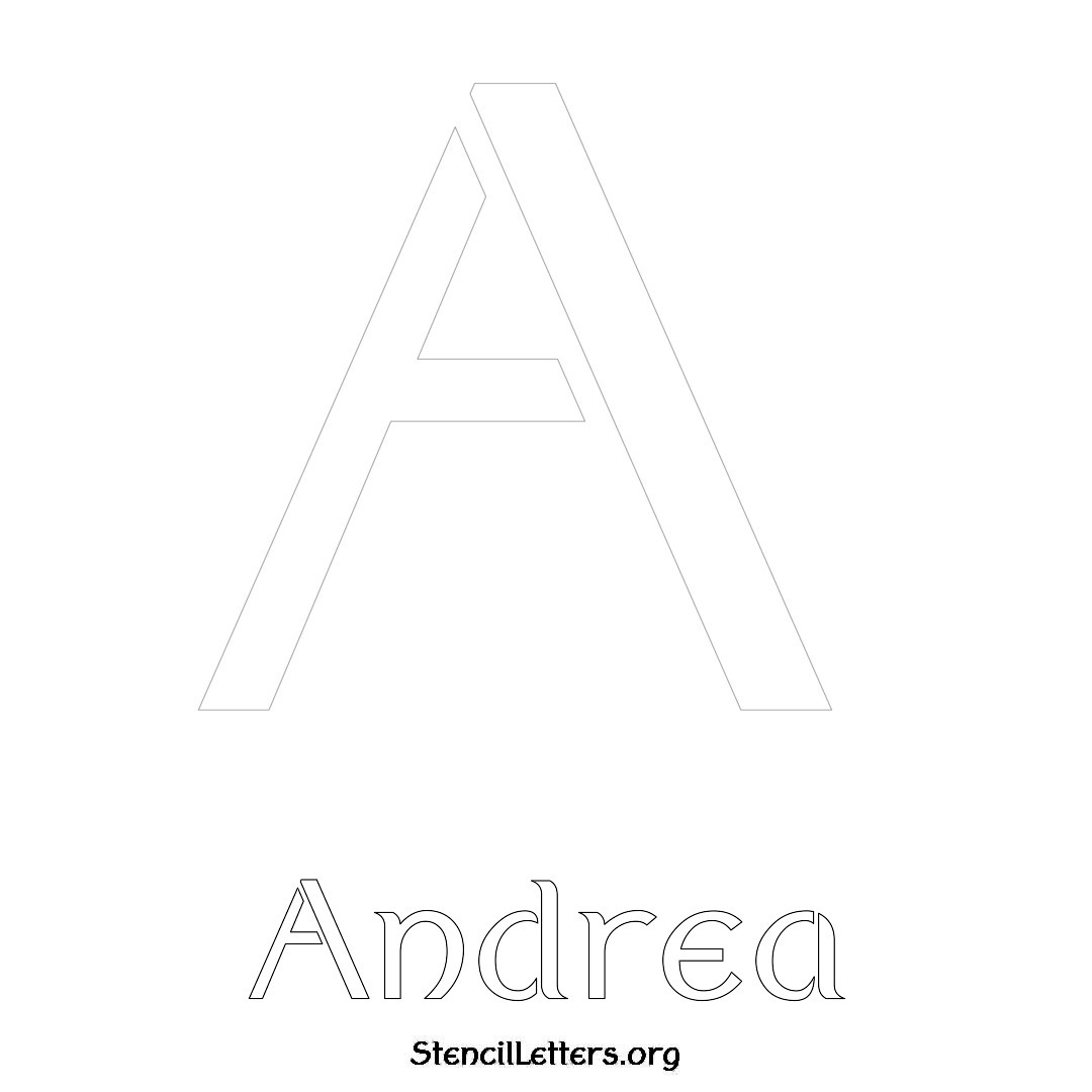Andrea printable name initial stencil in Ancient Lettering
