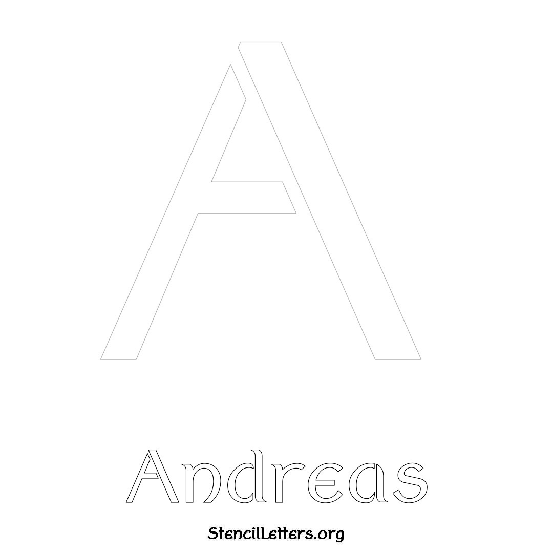 Andreas printable name initial stencil in Ancient Lettering