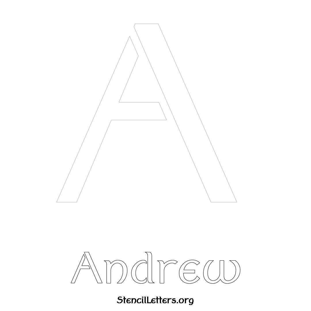 Andrew printable name initial stencil in Ancient Lettering