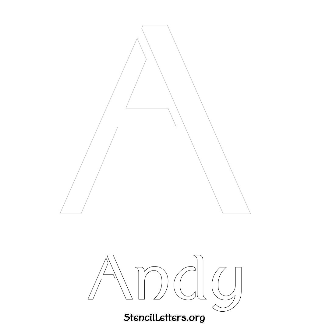 Andy printable name initial stencil in Ancient Lettering