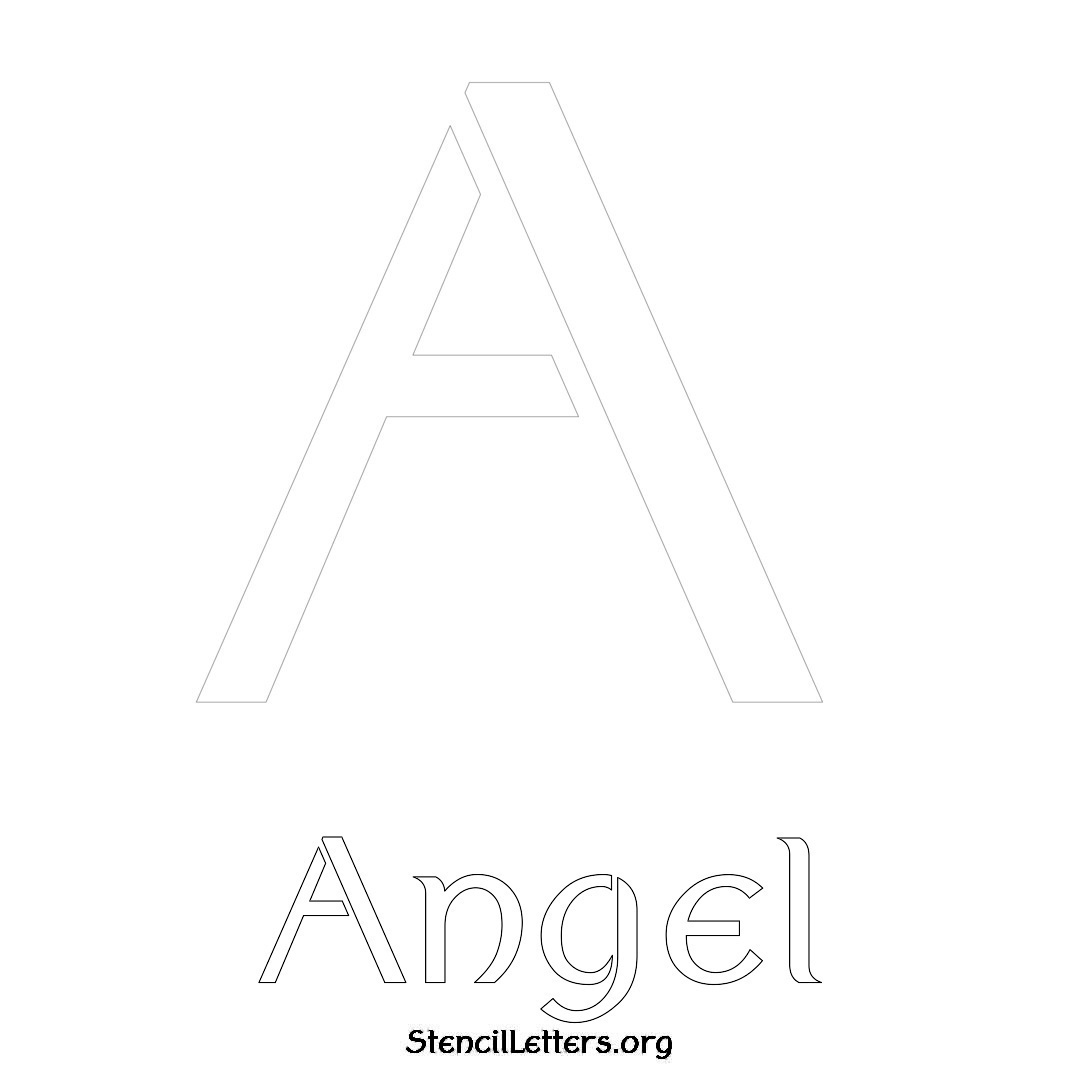 Angel printable name initial stencil in Ancient Lettering