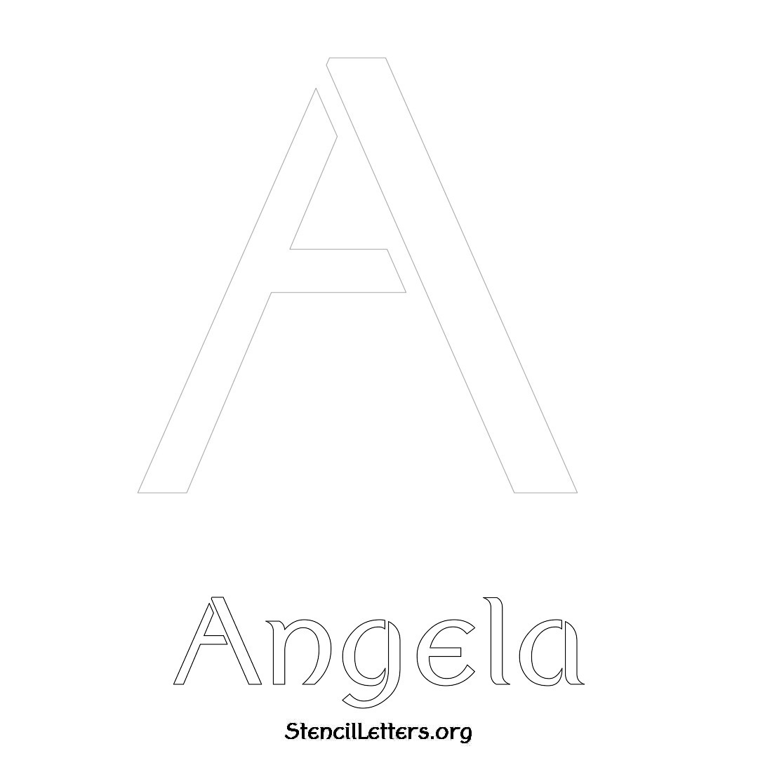 Angela printable name initial stencil in Ancient Lettering