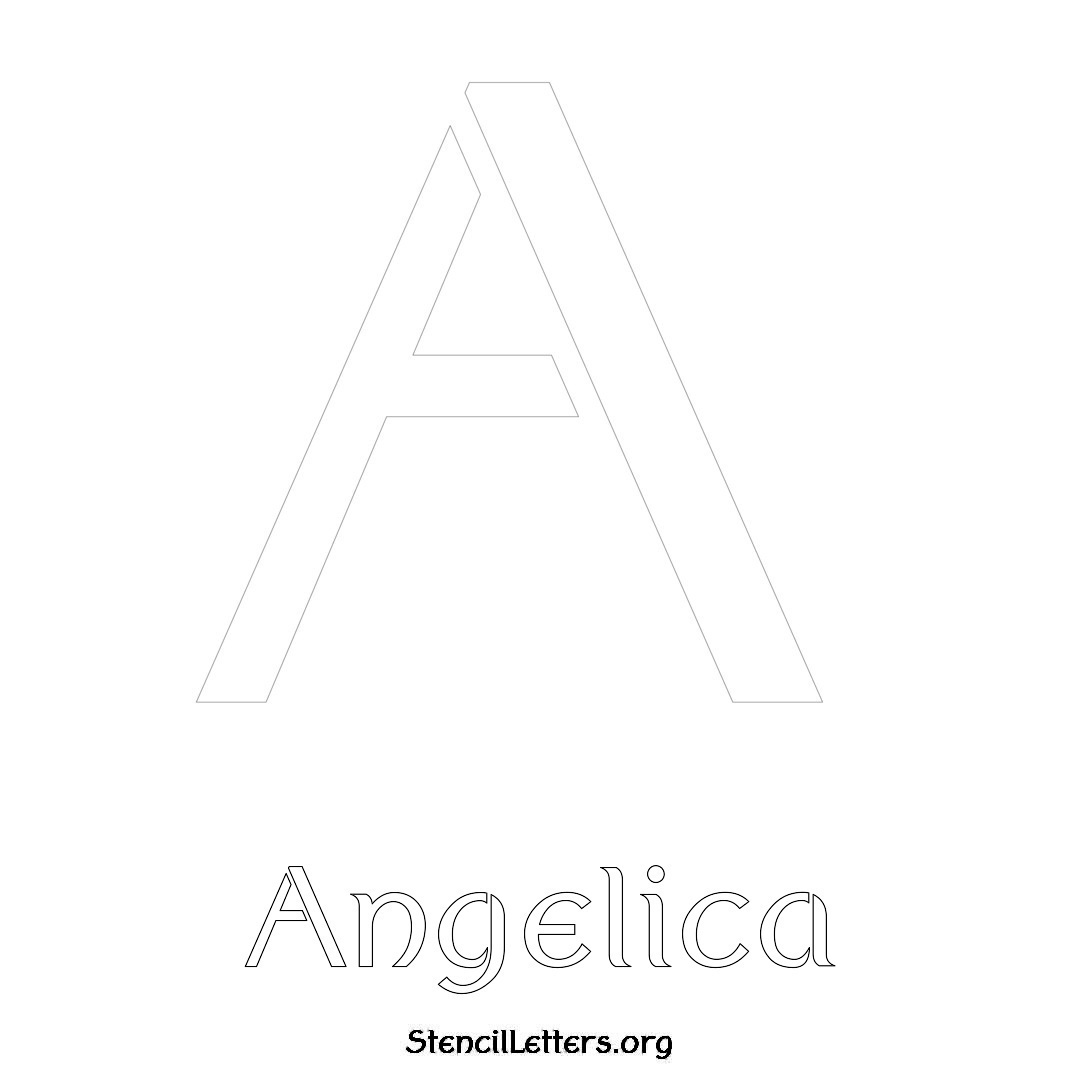 Angelica printable name initial stencil in Ancient Lettering