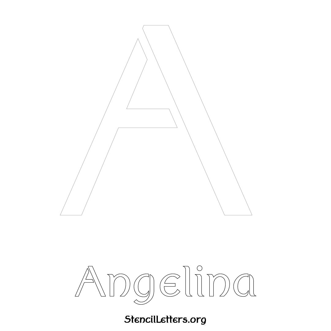 Angelina printable name initial stencil in Ancient Lettering