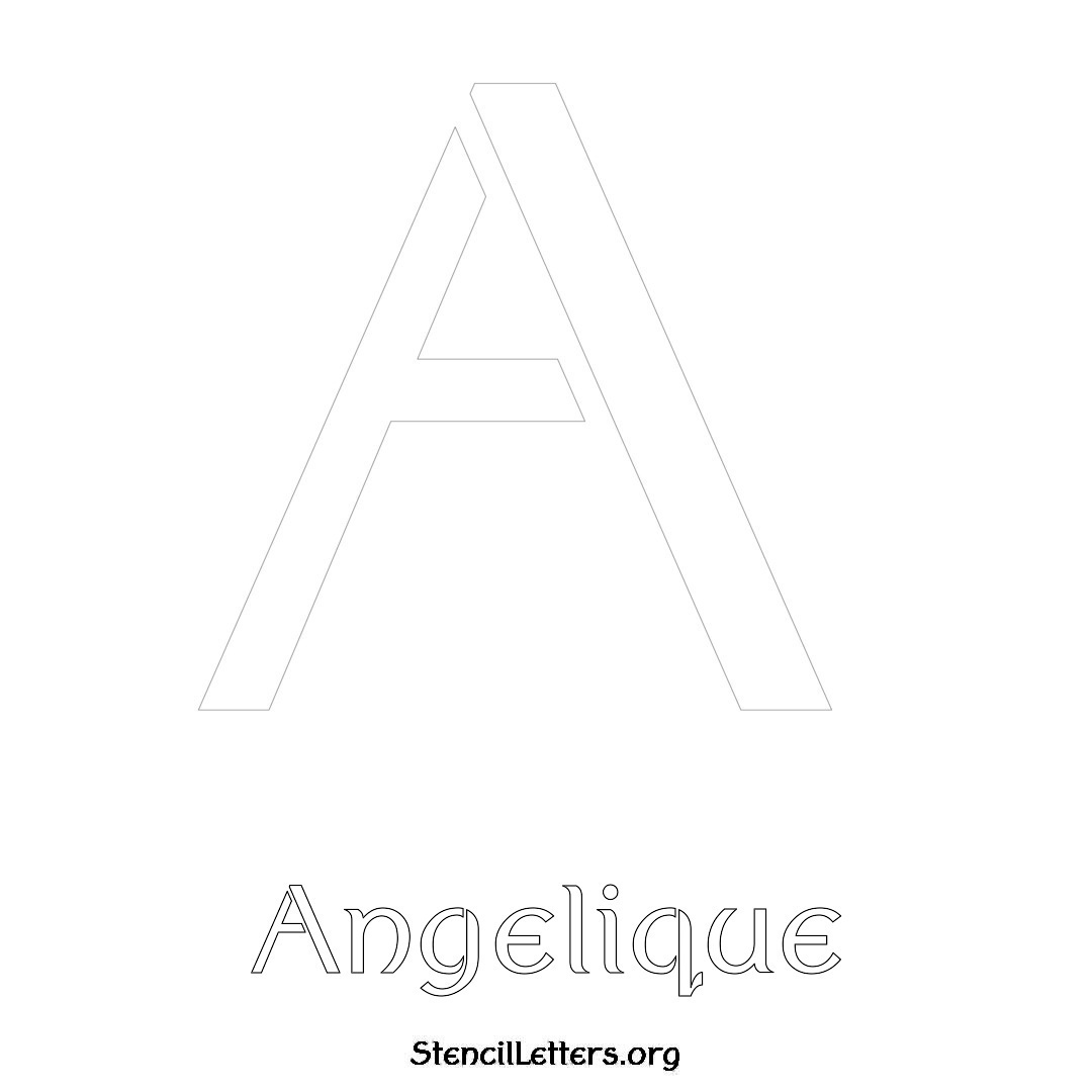 Angelique printable name initial stencil in Ancient Lettering