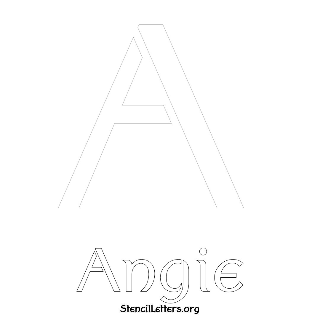 Angie printable name initial stencil in Ancient Lettering