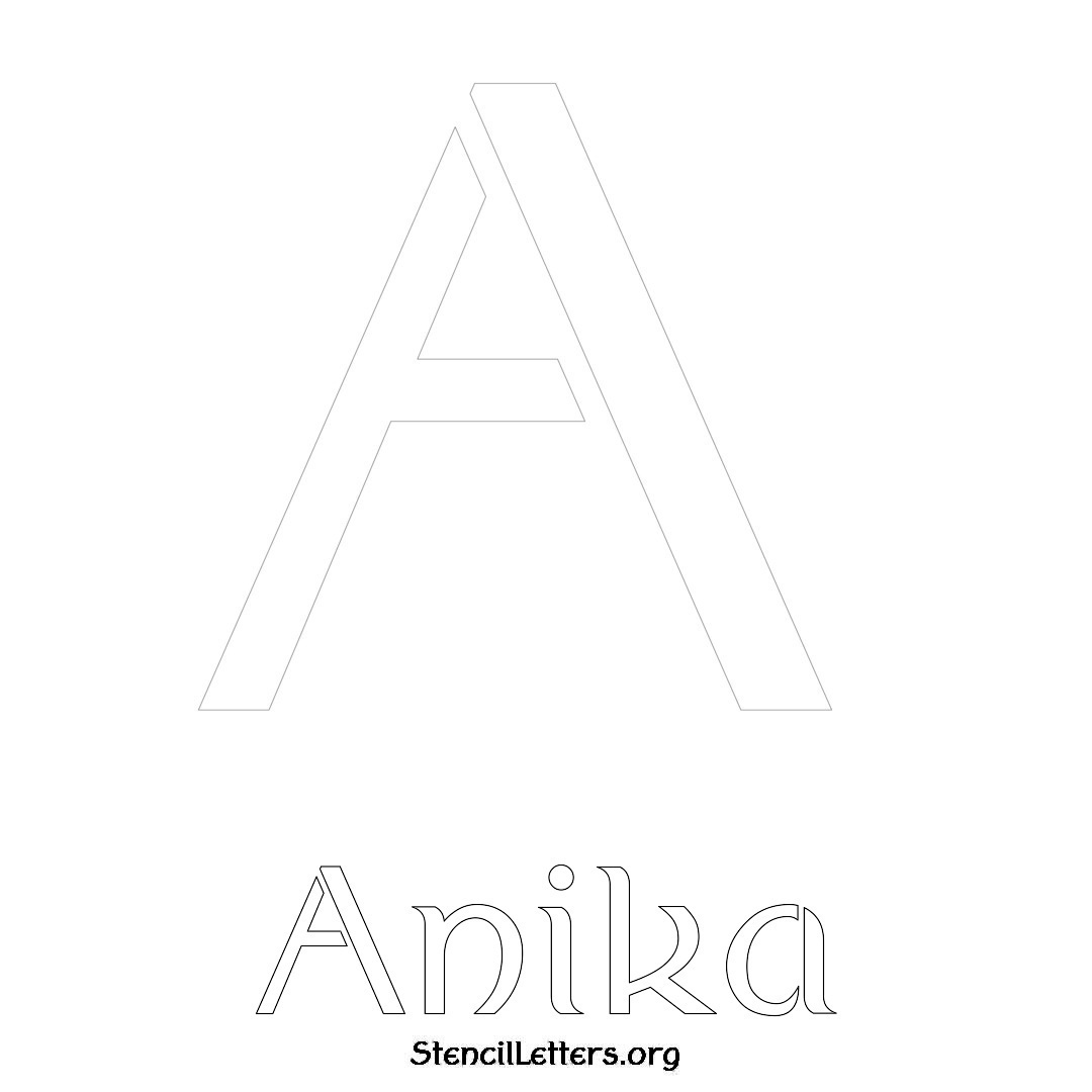 Anika printable name initial stencil in Ancient Lettering