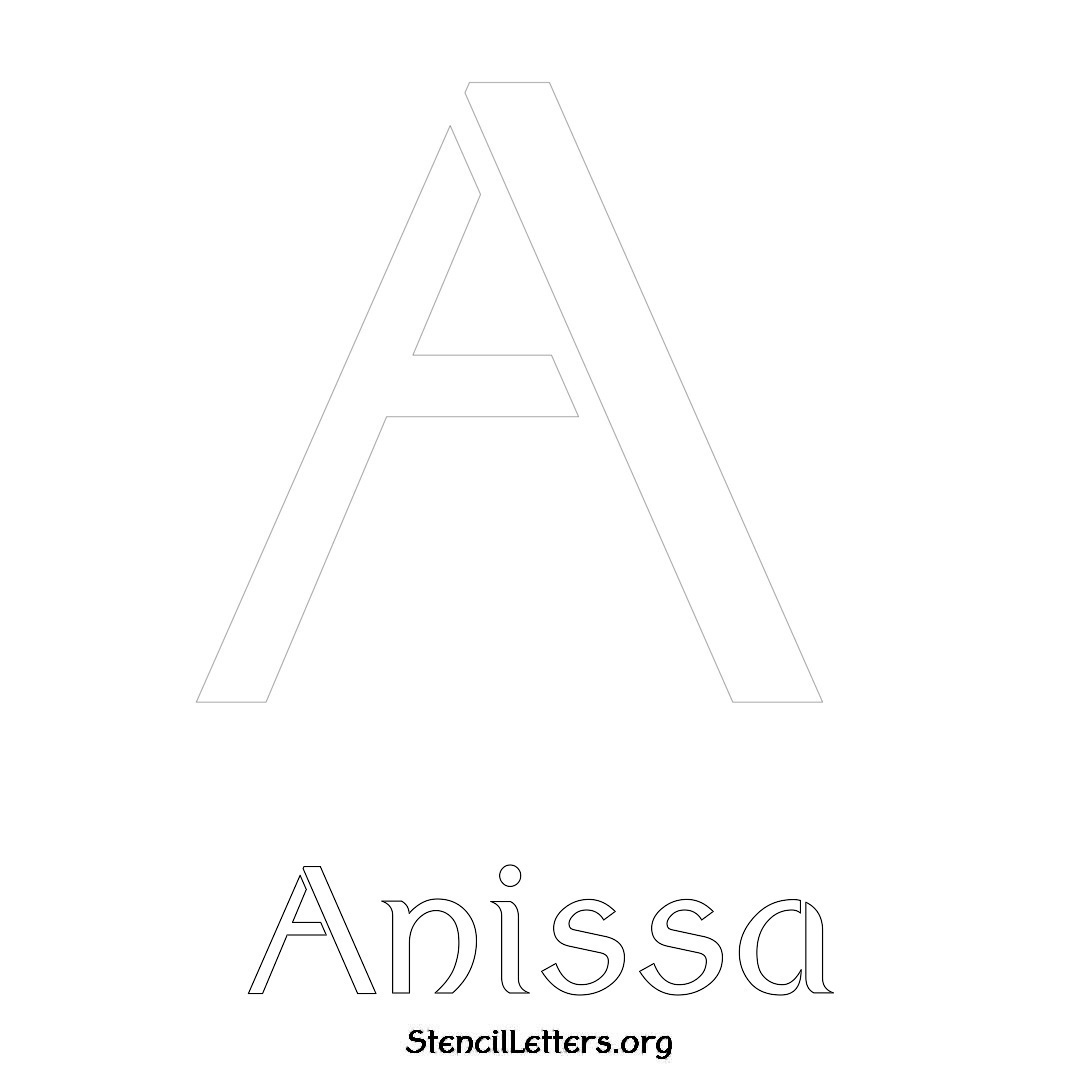 Anissa printable name initial stencil in Ancient Lettering