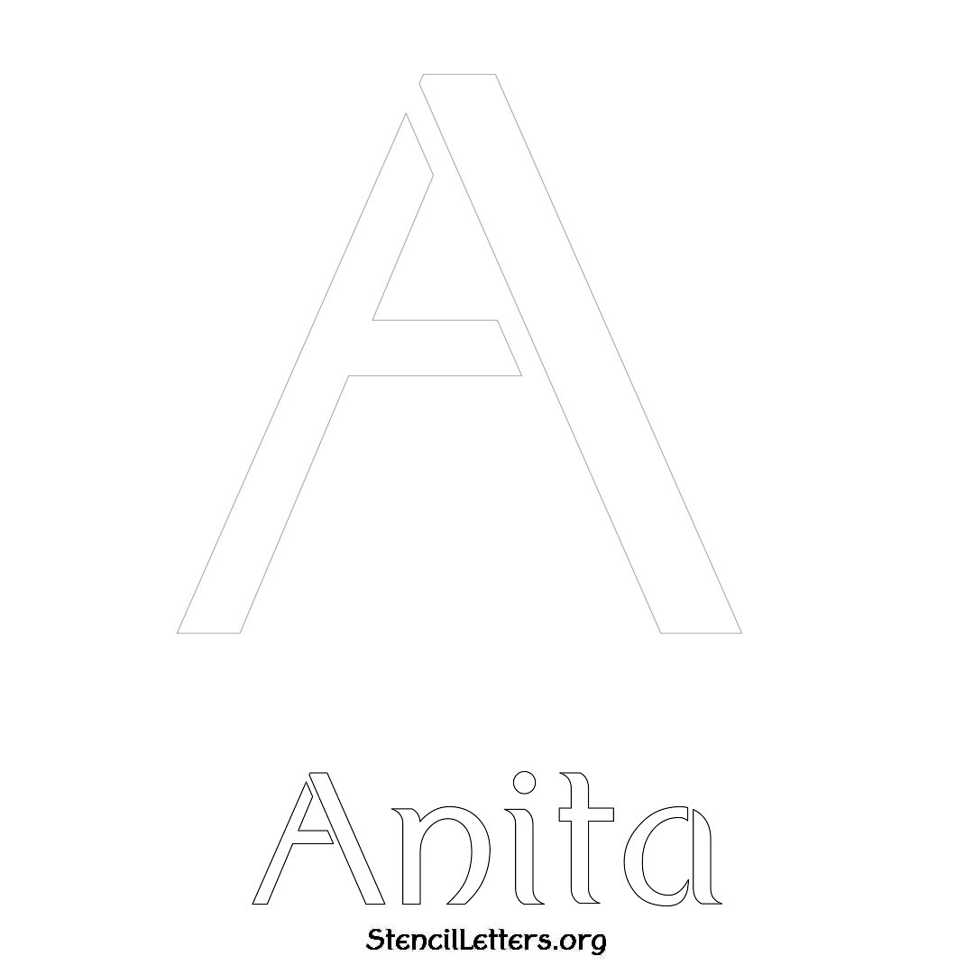 Anita printable name initial stencil in Ancient Lettering