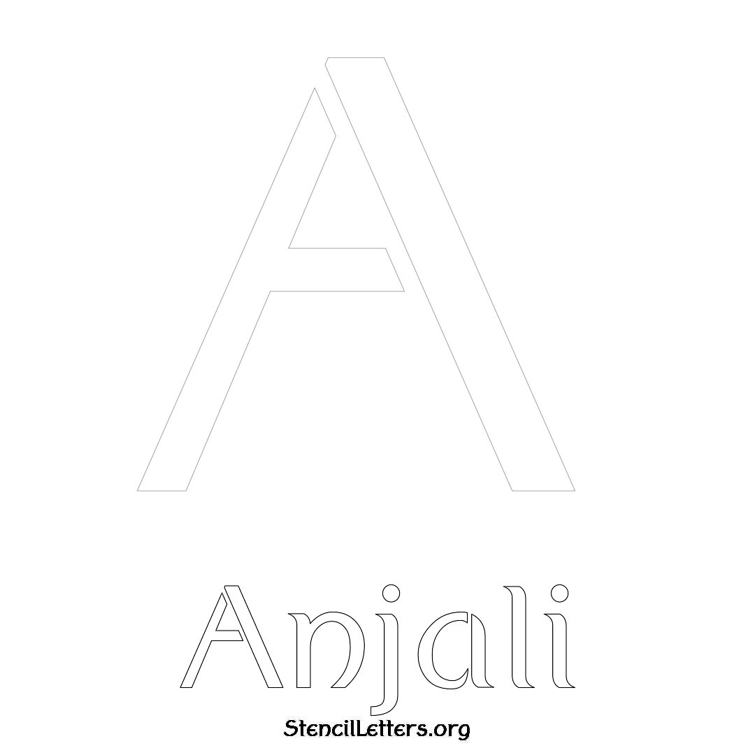 Anjali printable name initial stencil in Ancient Lettering