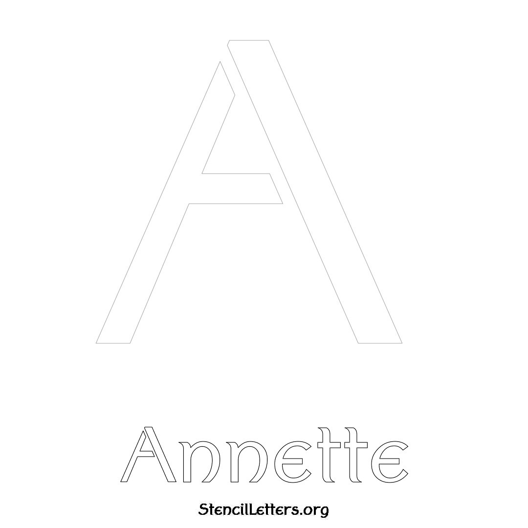 Annette printable name initial stencil in Ancient Lettering