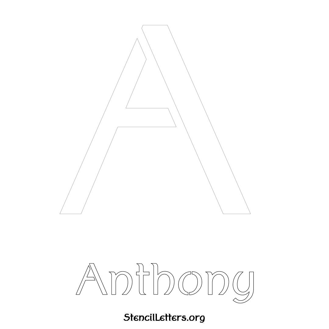 Anthony printable name initial stencil in Ancient Lettering