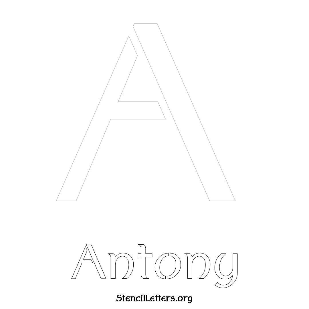 Antony printable name initial stencil in Ancient Lettering