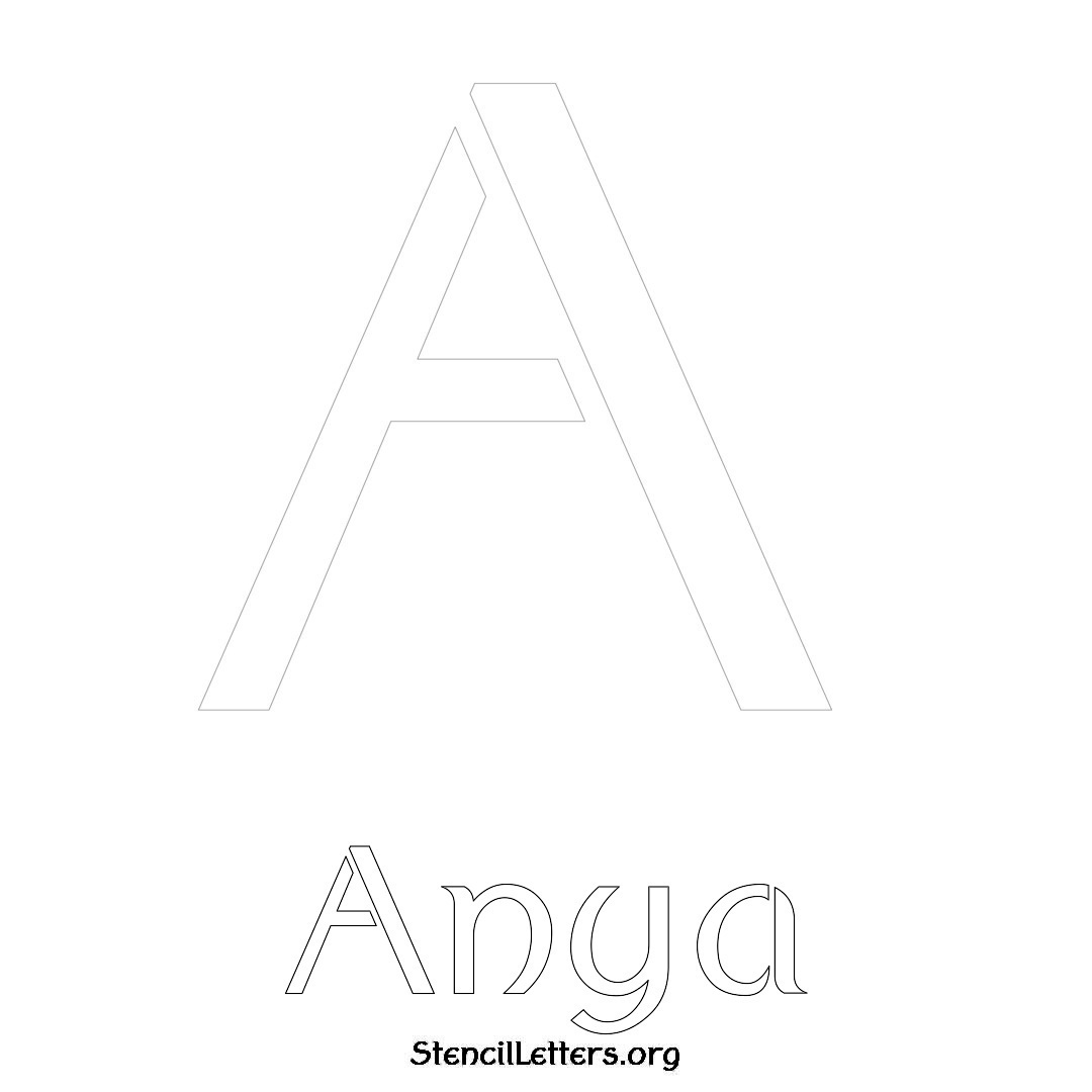 Anya printable name initial stencil in Ancient Lettering