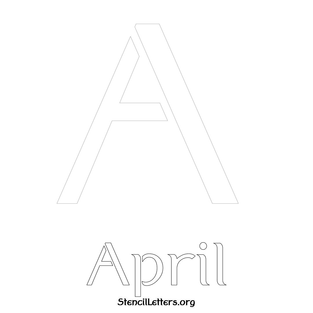 April printable name initial stencil in Ancient Lettering