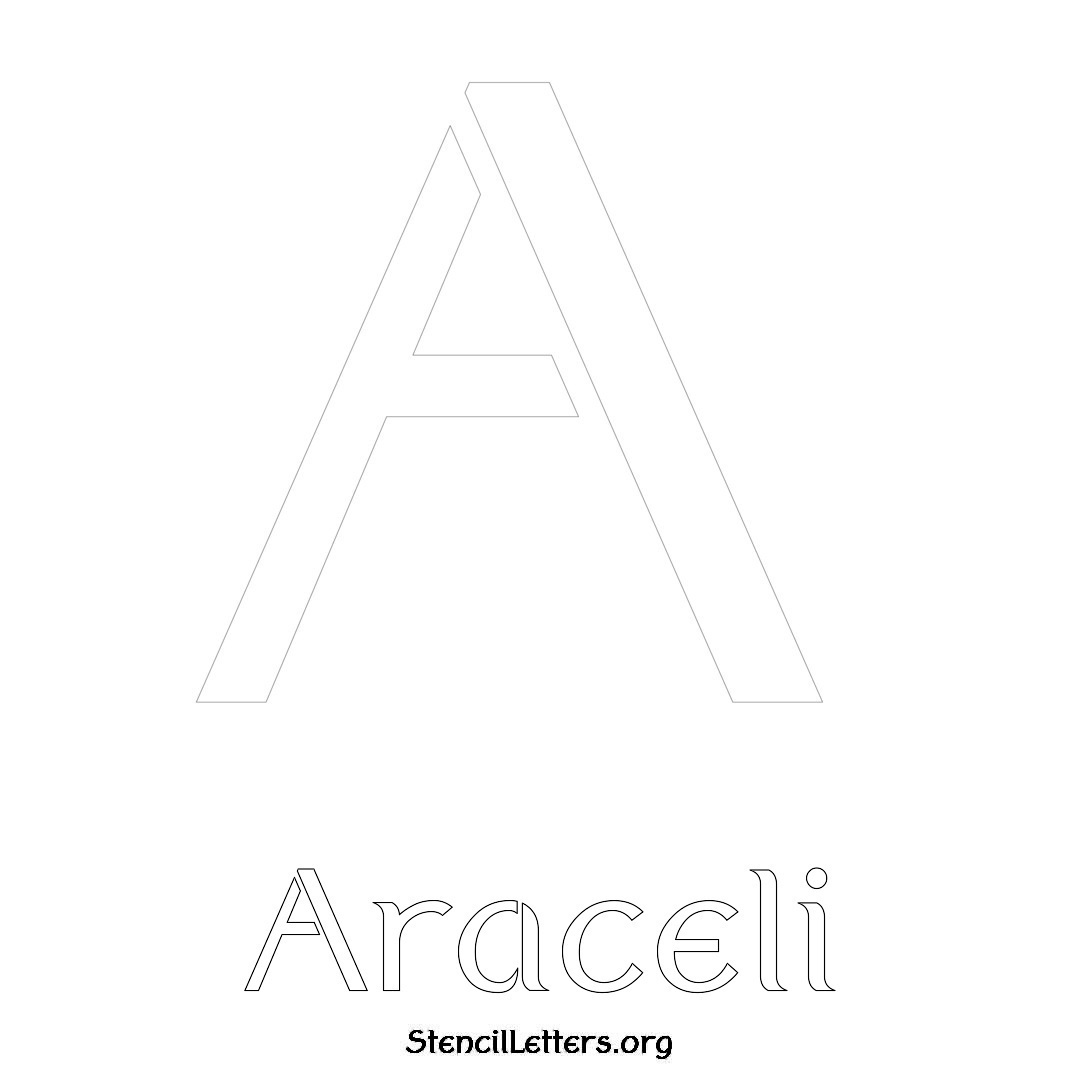 Araceli printable name initial stencil in Ancient Lettering