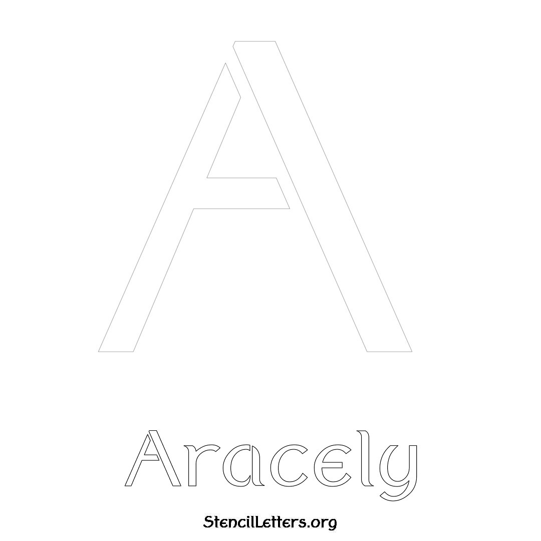 Aracely printable name initial stencil in Ancient Lettering