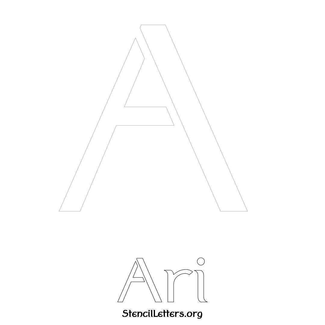 Ari printable name initial stencil in Ancient Lettering