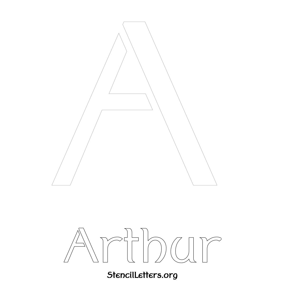 Arthur printable name initial stencil in Ancient Lettering