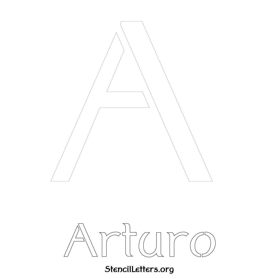 Arturo printable name initial stencil in Ancient Lettering