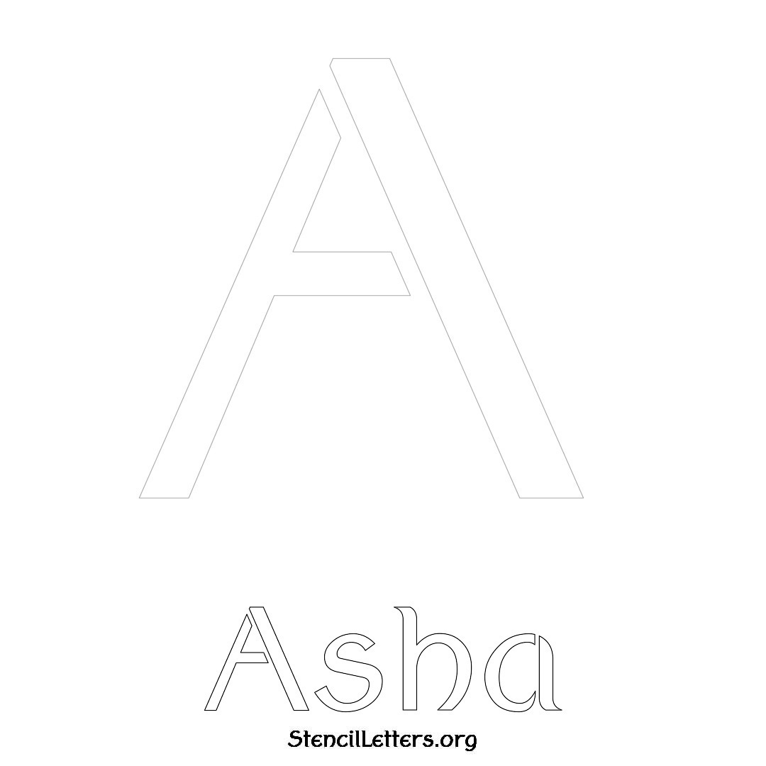 Asha printable name initial stencil in Ancient Lettering